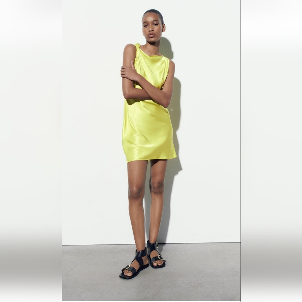 NWOT ZARA KNOTTED SATIN EFFECT DRESS